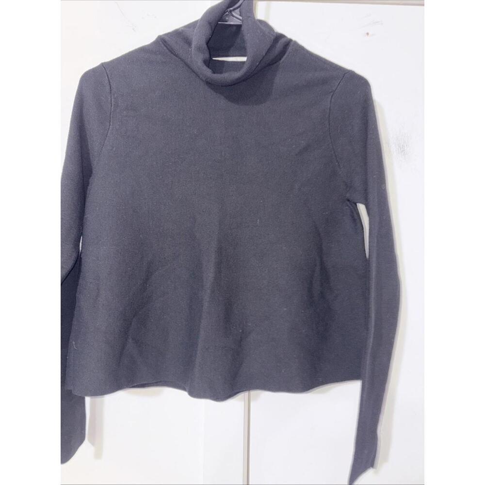 Milly womens Black Viscose Blend turtleneck Long‎ Sleeve Pullover Sweater Small